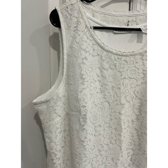 Isaac Mizrahi Live! Lace Sleeveless Tank Top White Sz Large Boho Minimalist - Picture 4 of 9